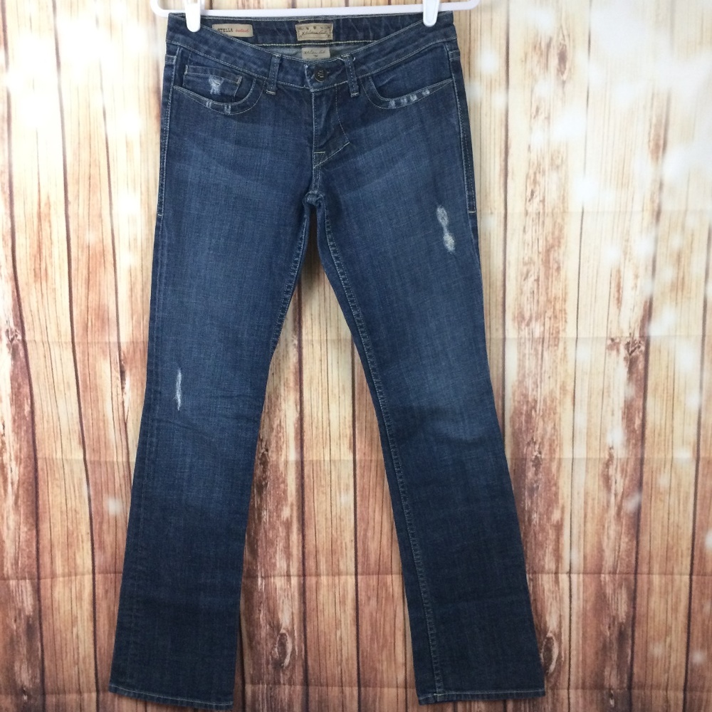 Y2K William Rast Stella Bootcut Blue Jeans Low Rise Distressed Size 27